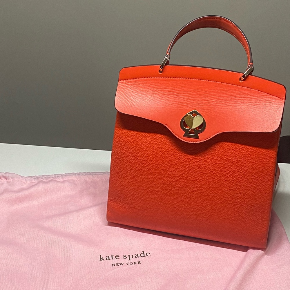 Kate Spade New York Red Leather Top Handle Bag with Dust Bag